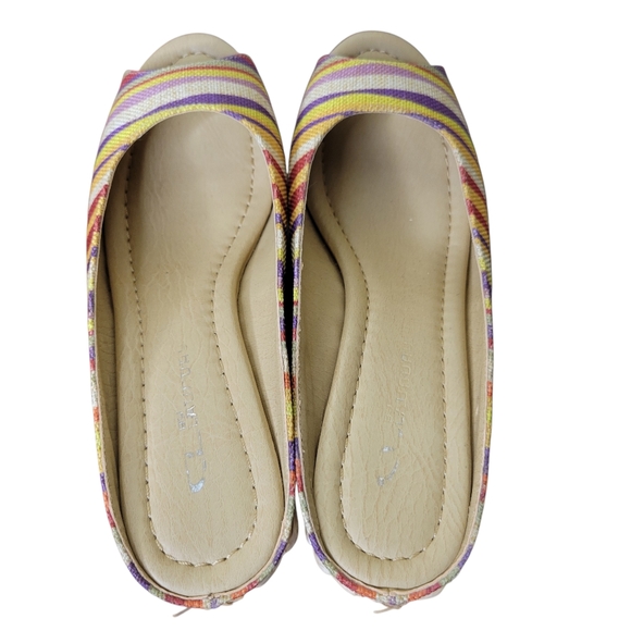 Chinese Laundry Multicolor Striped Basket Weave Wedge Heel Sandal - Picture 2 of 7